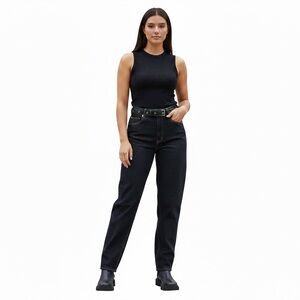 Urban Outfitters BDG High Rise Mom Jeans Belted Dark Rinse Blue 28